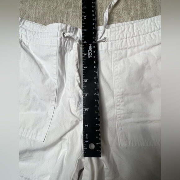 H&M bright white chino linen short Drawstring Waist 100% Cotton classic size 6 - Picture 5 of 9